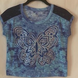 JUSTICE Cropped Tie-dye Butterfly Shirt